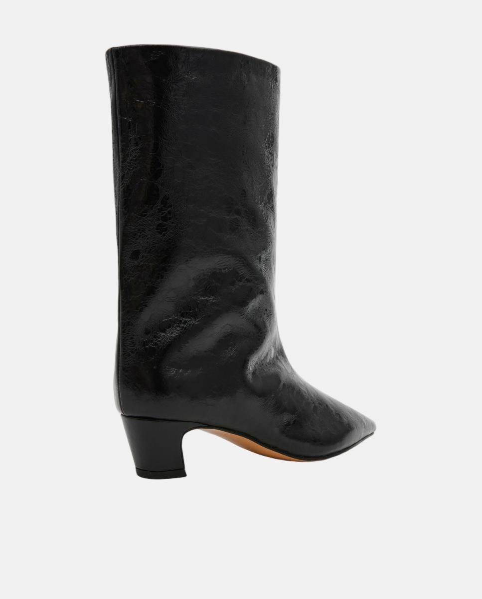 Bota elegante lytton mujer piel efecto arrugado punta afilada y tacón bajo - Steve Madden - Negro Negro-3