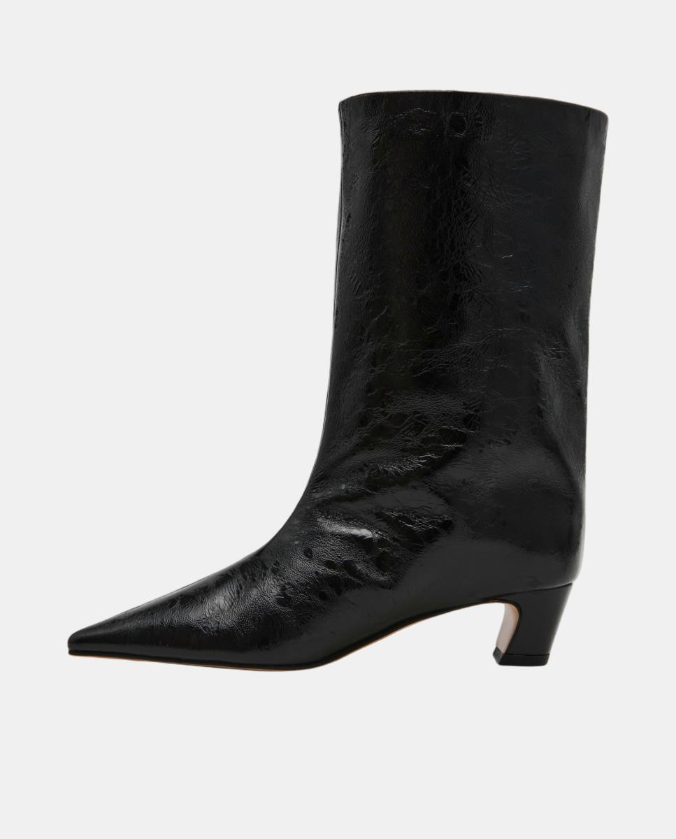 Bota elegante lytton mujer piel efecto arrugado punta afilada y tacón bajo - Steve Madden - Negro Negro-8
