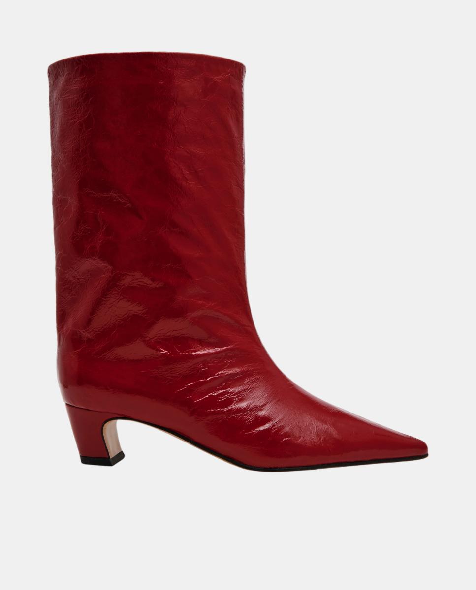 Imagen 0 de Bota elegante lytton mujer piel efecto arrugado punta afilada y tacón bajo Rojo