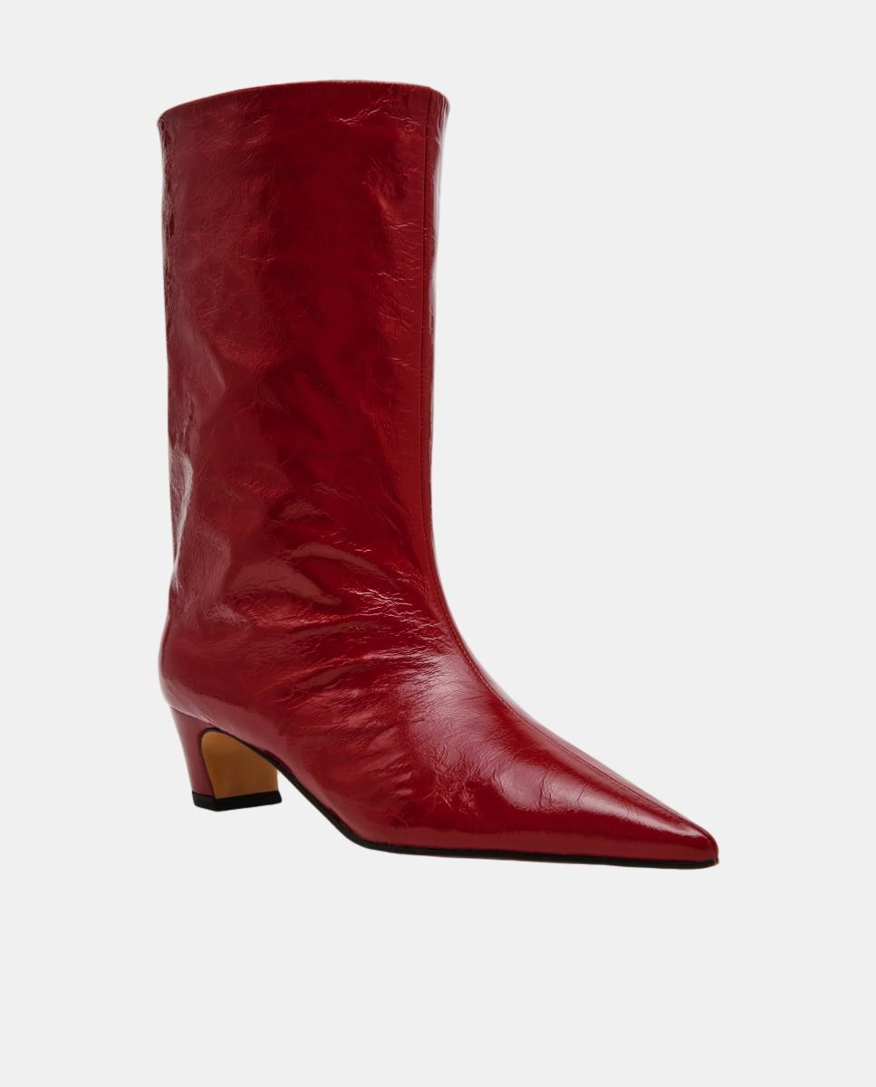 Bota elegante lytton mujer piel efecto arrugado punta afilada y tacón bajo - Steve Madden - Rojo Rojo-2