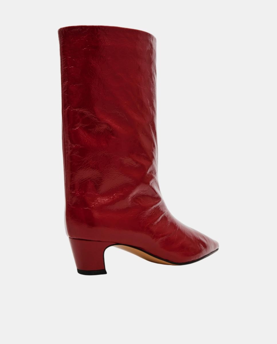 Bota elegante lytton mujer piel efecto arrugado punta afilada y tacón bajo - Steve Madden - Rojo Rojo-3