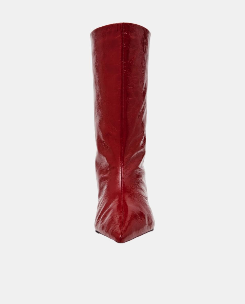 Bota elegante lytton mujer piel efecto arrugado punta afilada y tacón bajo - Steve Madden - Rojo Rojo-4