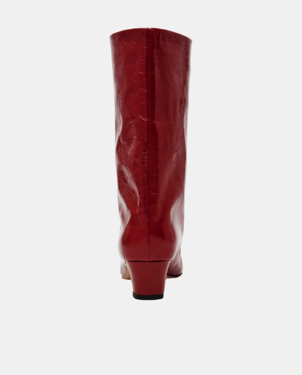 Bota elegante lytton mujer piel efecto arrugado punta afilada y tacón bajo - Steve Madden - Rojo Rojo-5