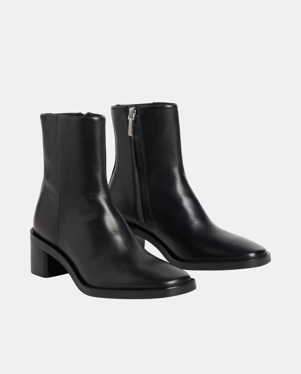 Botín mujer de piel con tacón Calvin Klein - Negro Negro-2