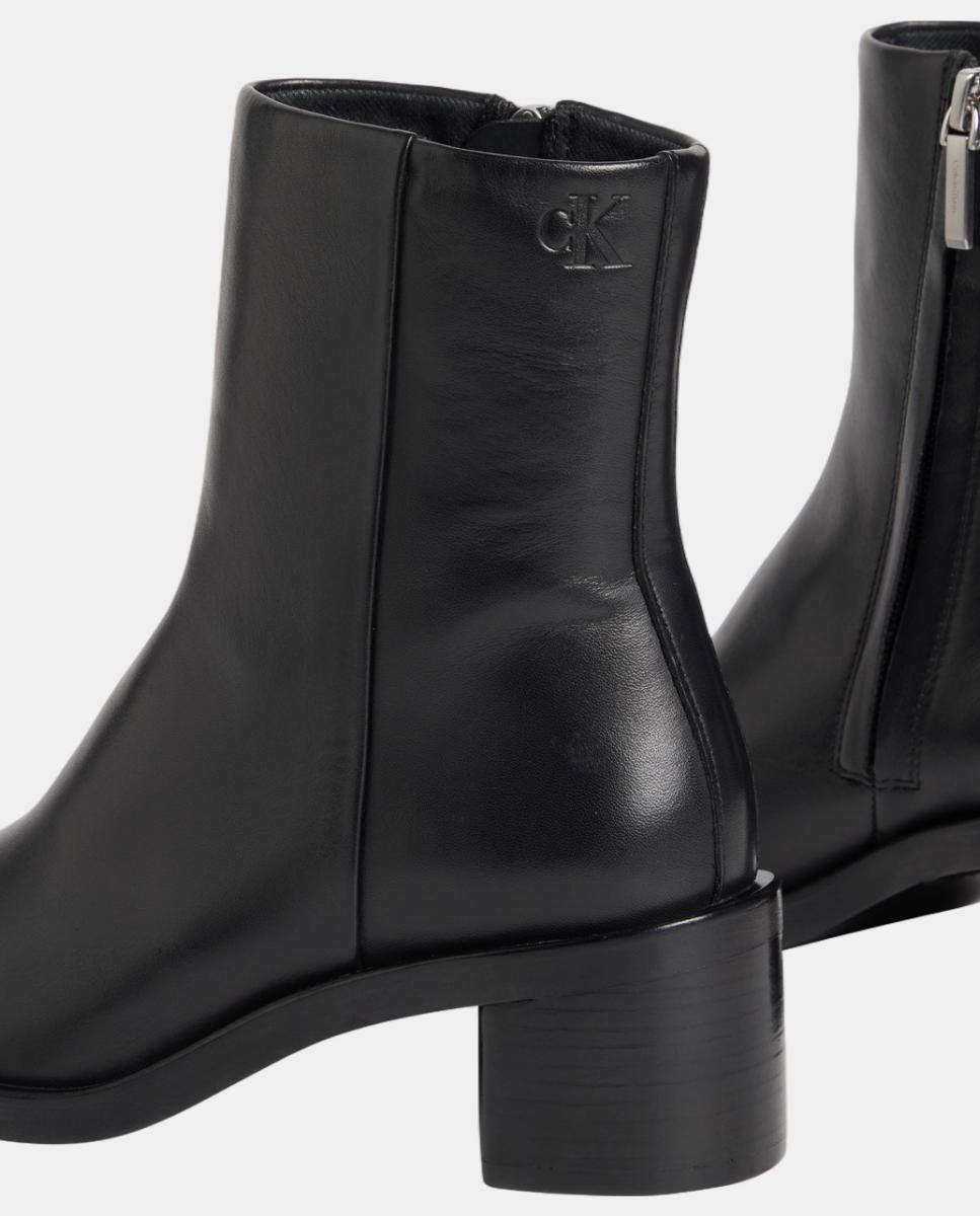 Botín mujer de piel con tacón Calvin Klein - Negro Negro-3