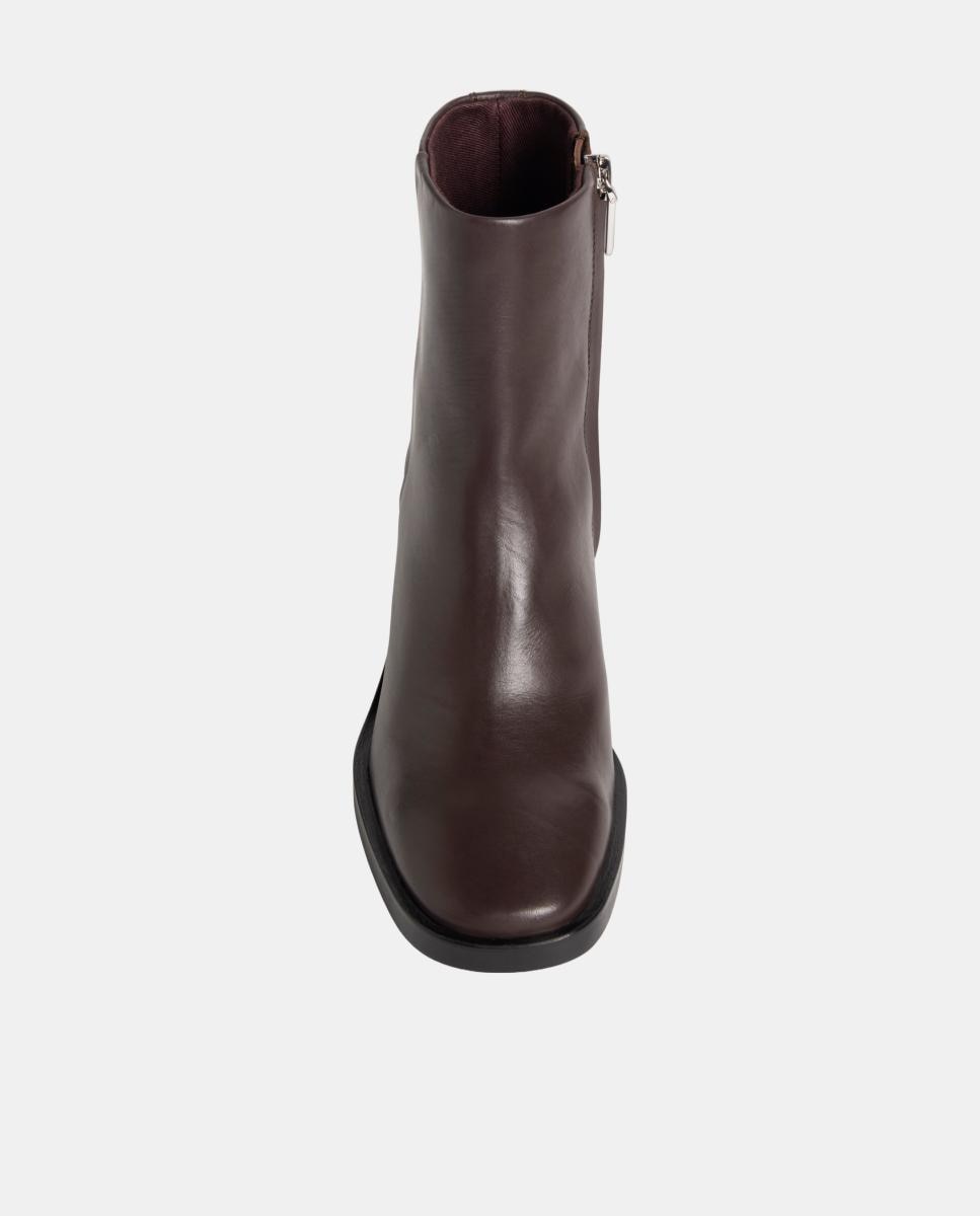 Botín mujer de piel con tacón Calvin Klein - Marrón chocolate Marrón chocolate-4