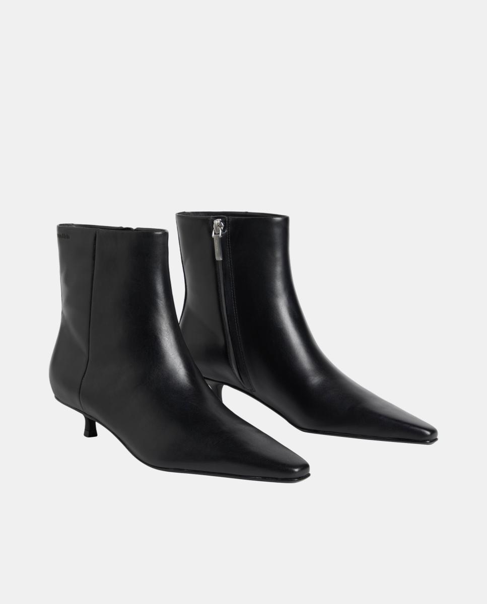 Botín mujer de piel con tacón Calvin Klein - Negro Negro-5