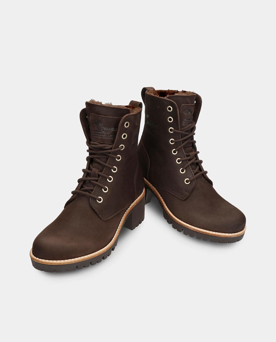 Botas em Pele e com Forro de Pelo Sintético Castanho-escuro-2