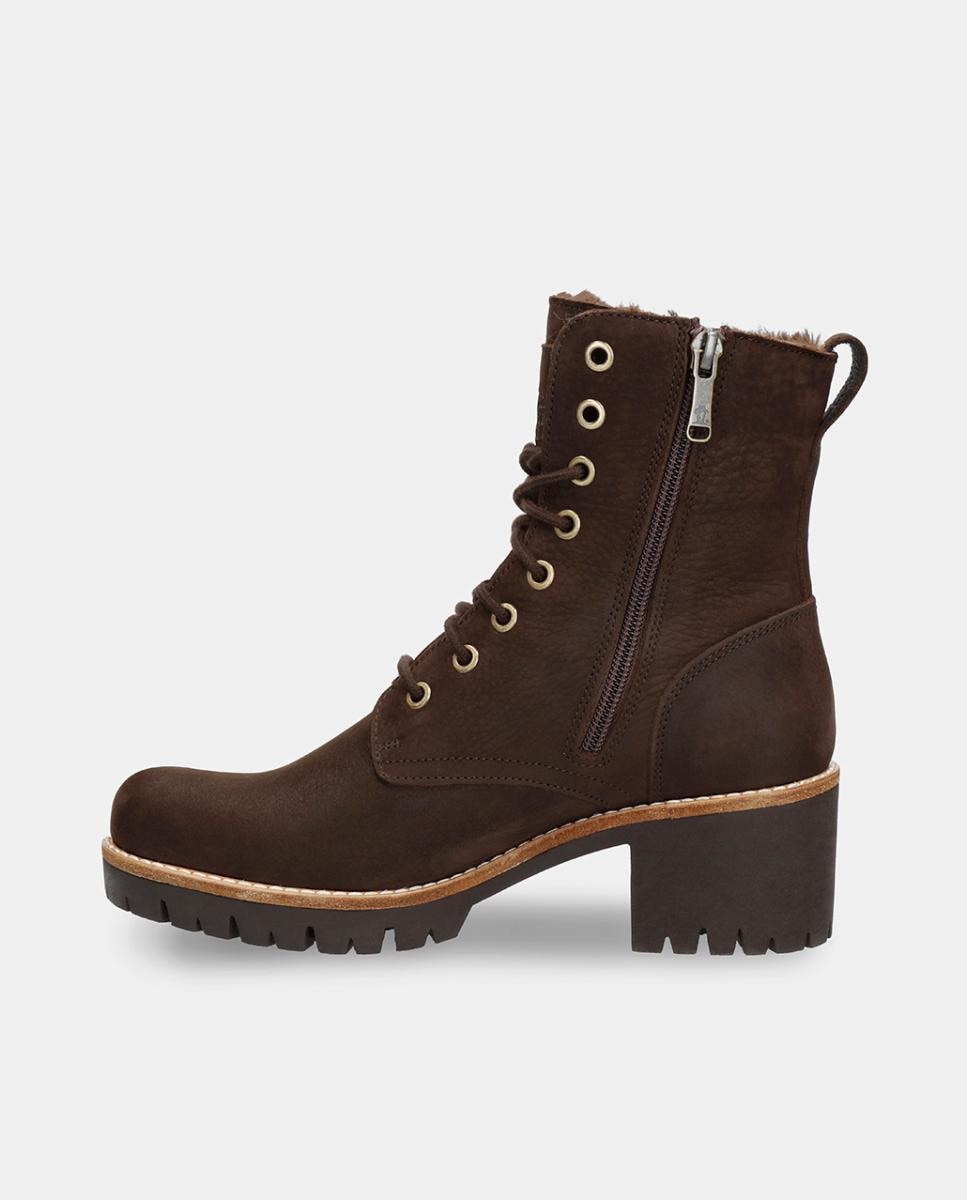 Botas em Pele e com Forro de Pelo Sintético Castanho-escuro-4