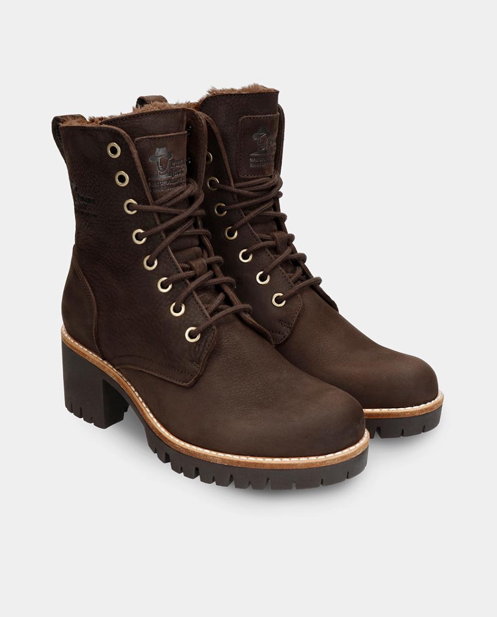 Botas em Pele e com Forro de Pelo Sintético Castanho-escuro-6