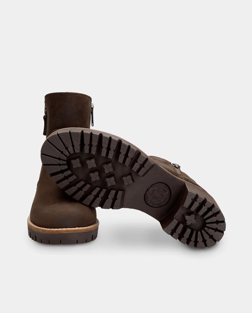 Botins em Pele com Forro de Pelo Sintético Castanho-escuro-3