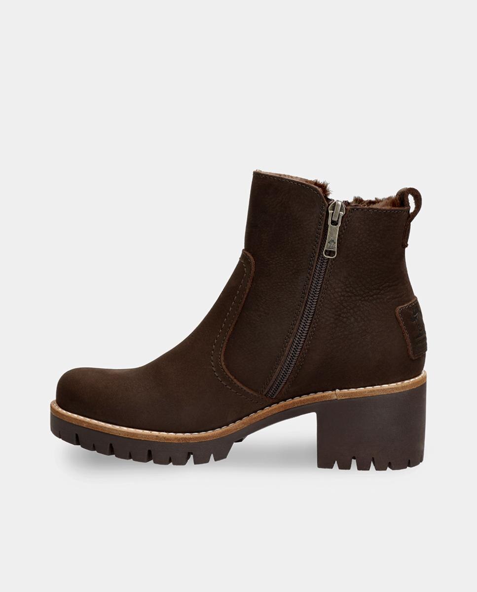 Botins em Pele com Forro de Pelo Sintético Castanho-escuro-4