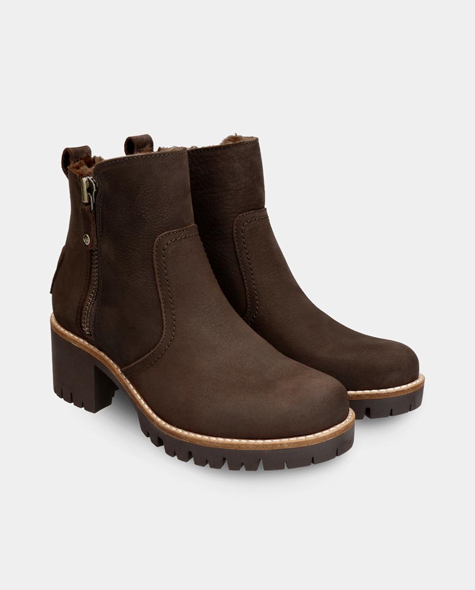 Botins em Pele com Forro de Pelo Sintético Castanho-escuro-6