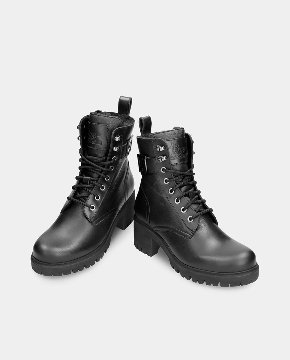 Botas em Pele e com Forro de Pelo Sintético Preto-2