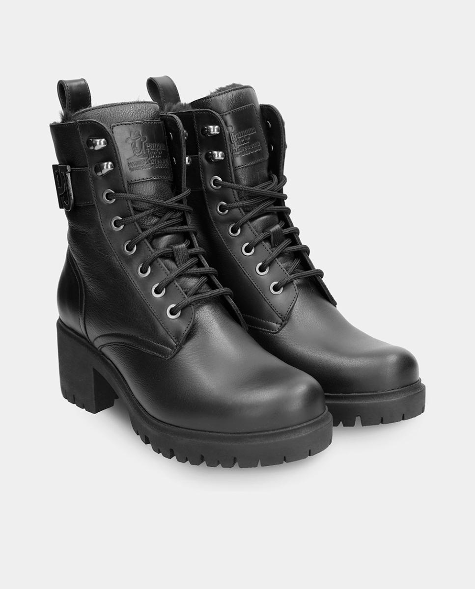 Botas em Pele e com Forro de Pelo Sintético Preto-5