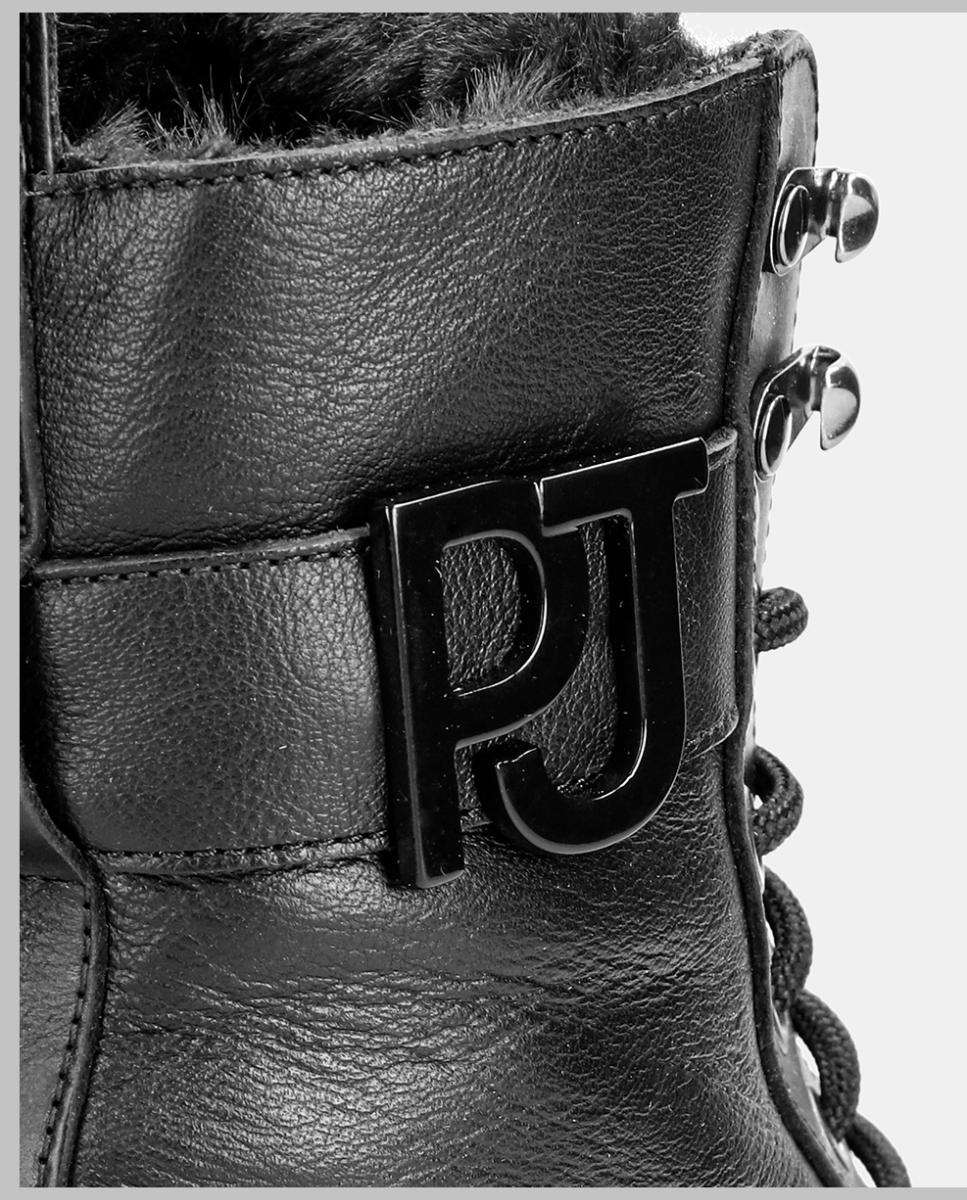 Botas em Pele e com Forro de Pelo Sintético Preto-6