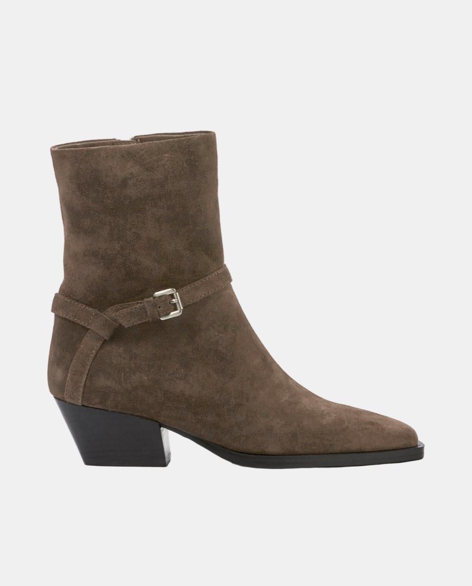 Imagen 0 de Botín para mujer   de  piel con tacón de 4 cm Gris oscuro