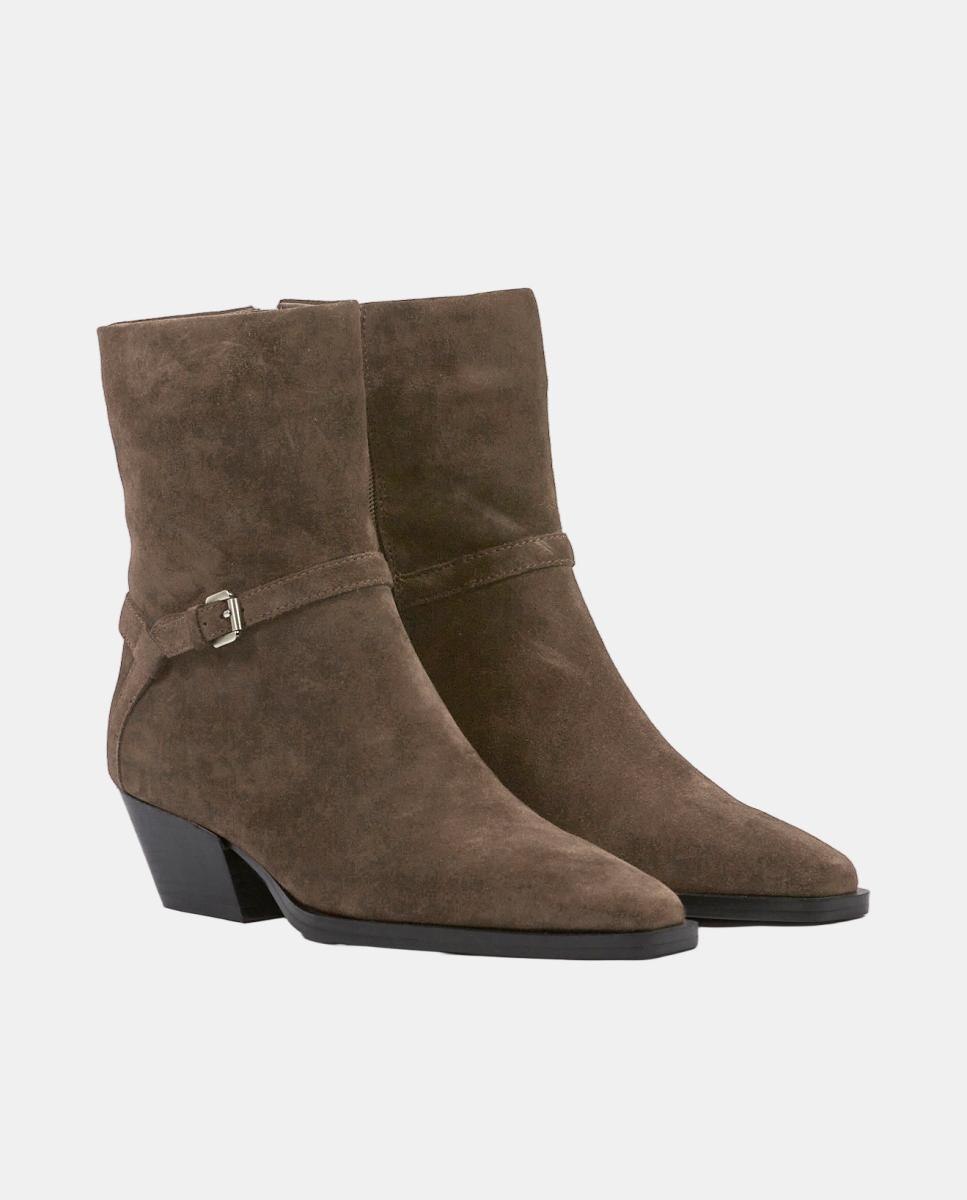 Botín para mujer de piel con tacón de 4 cm - Another Trend - Gris oscuro Gris oscuro-2