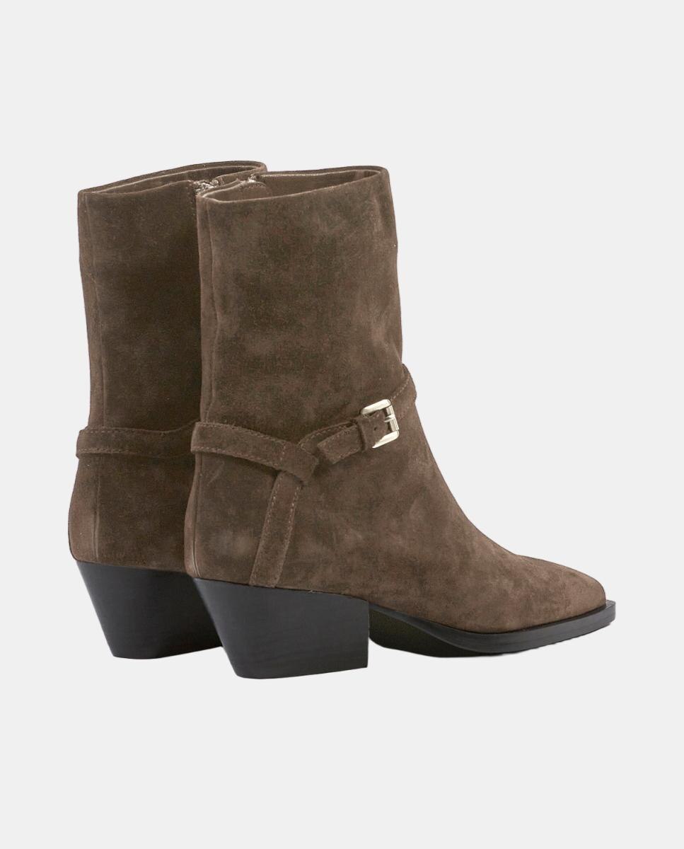 Botín para mujer de piel con tacón de 4 cm - Another Trend - Gris oscuro Gris oscuro-3
