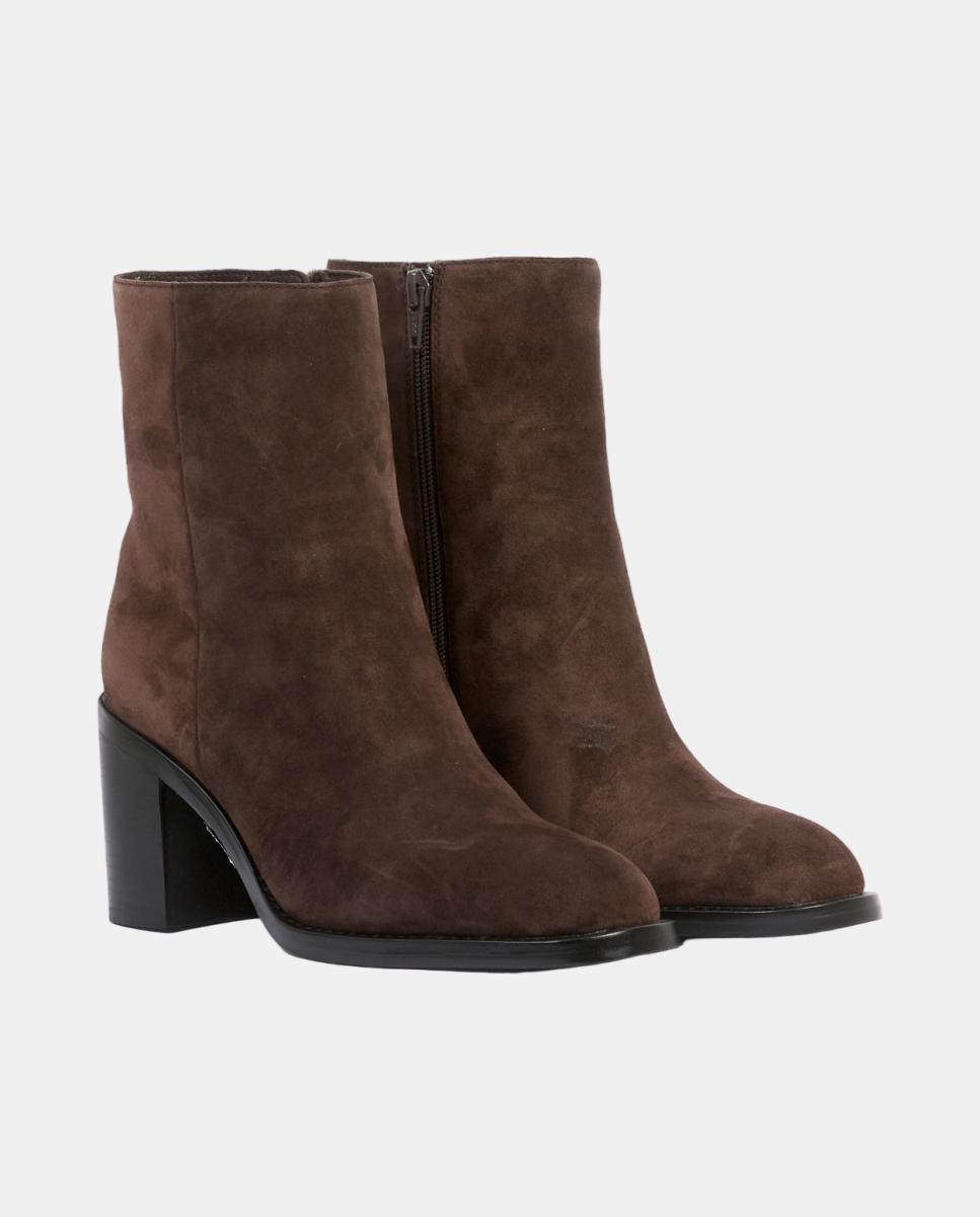 Botines para mujer de piel con tacón de 7 cm - Another Trend - Marrón chocolate Marrón chocolate-2