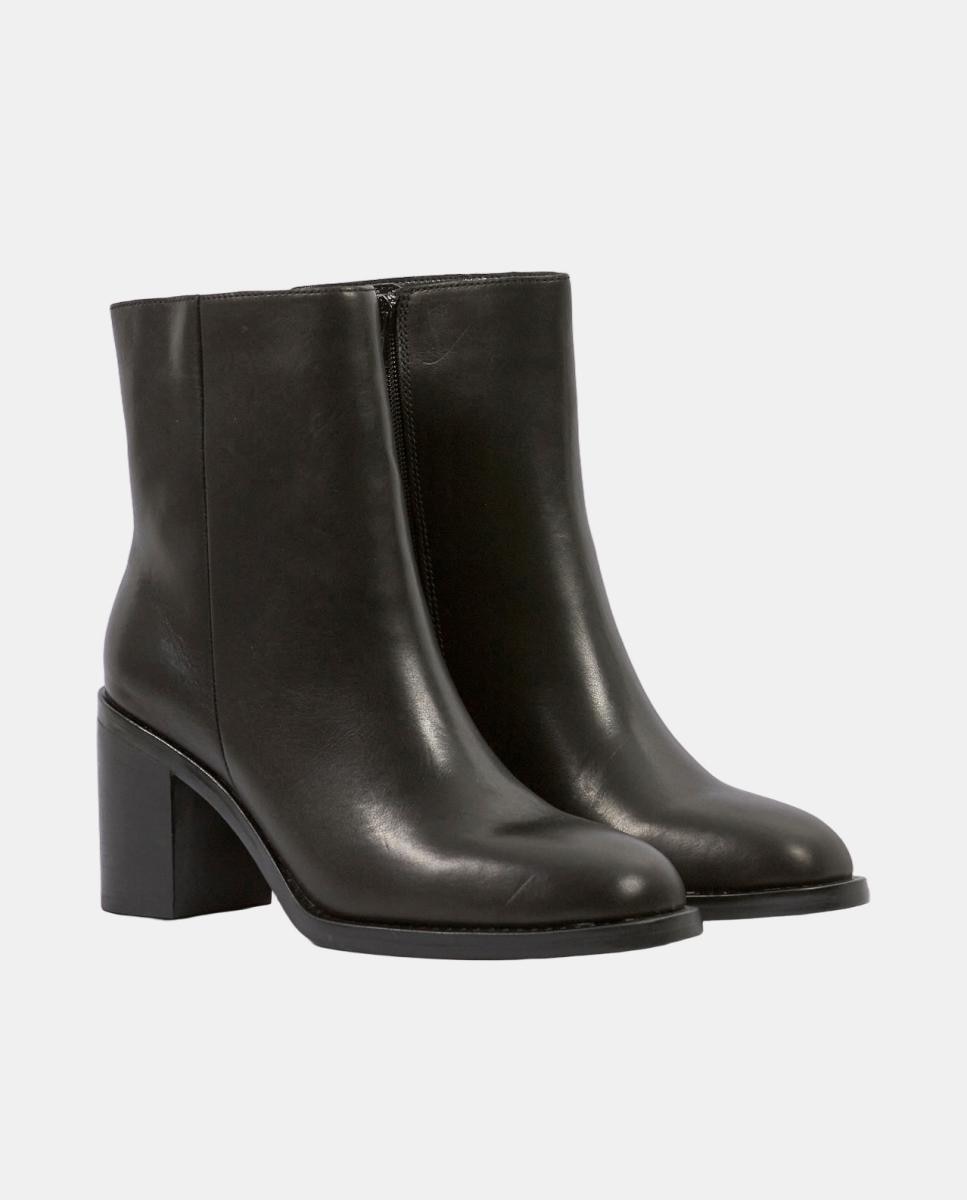 Botins de pele (becerro) com salto alto de 7 cm Preto-2