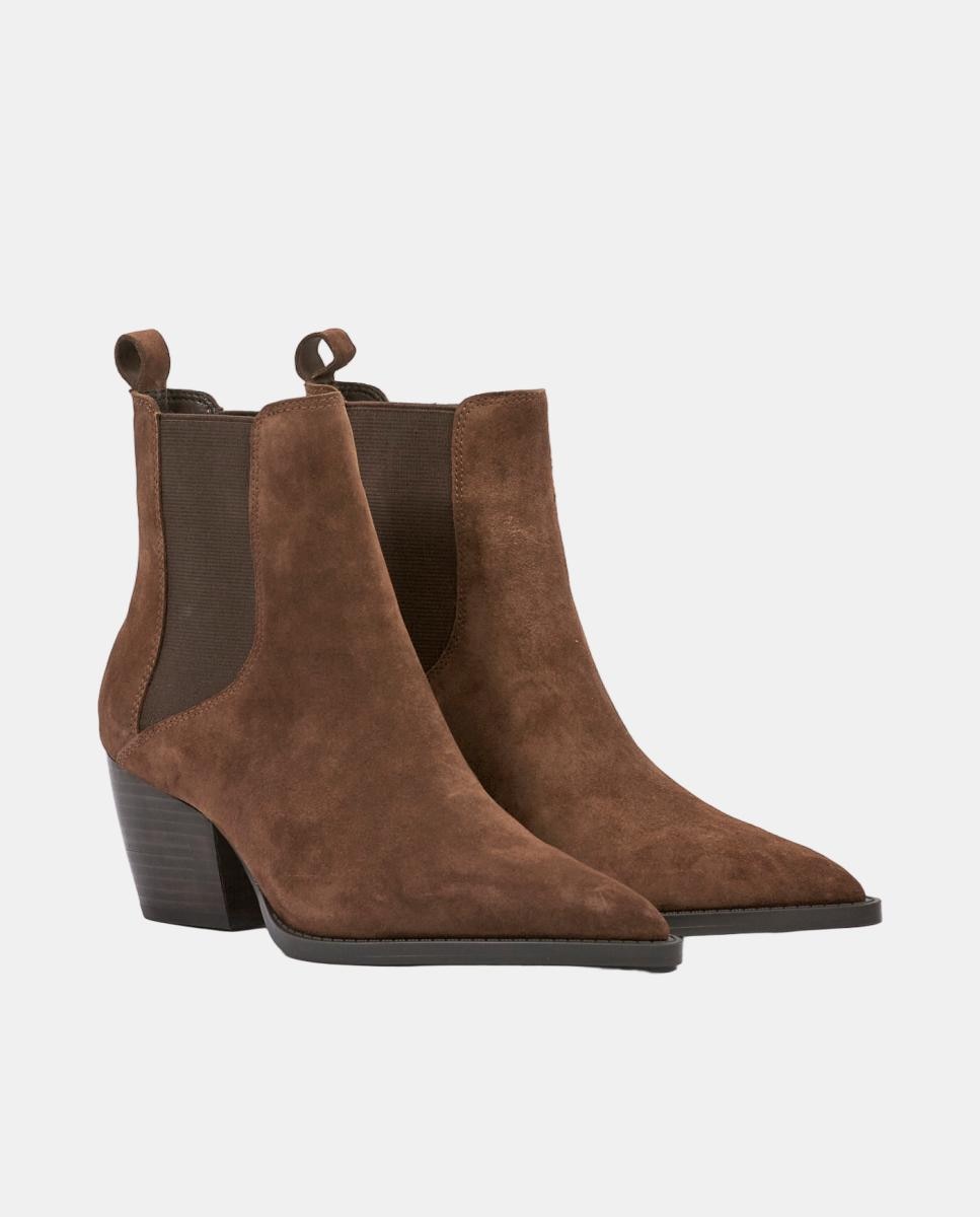 Botins para cowboy de pele com salto de 5 cm Castanho taupe-2
