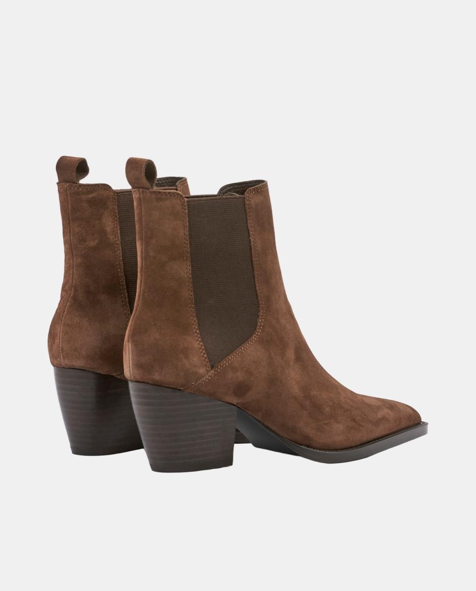 Botins para cowboy de pele com salto de 5 cm Castanho taupe-3