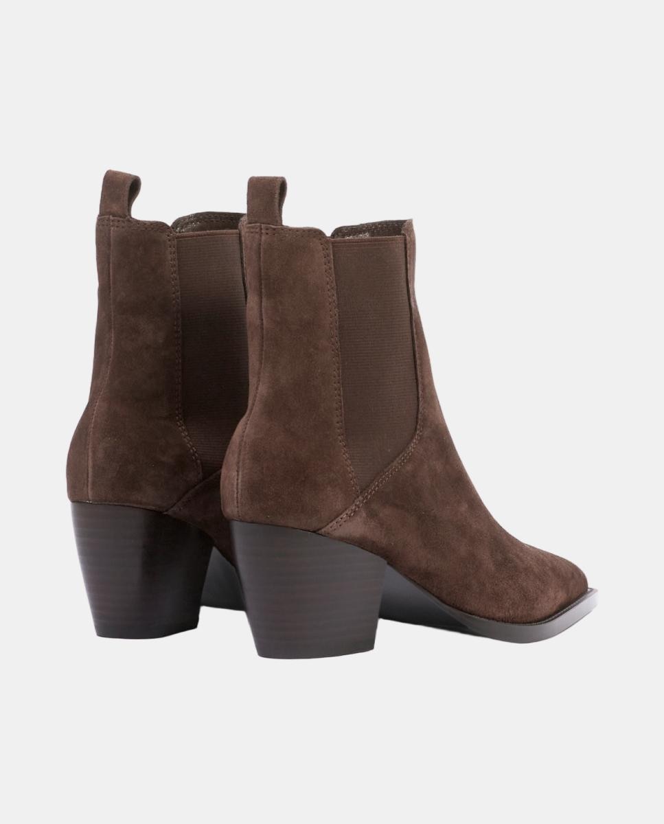 Botins para cowboy de pele com salto de 5 cm Castanho-chocolate-3