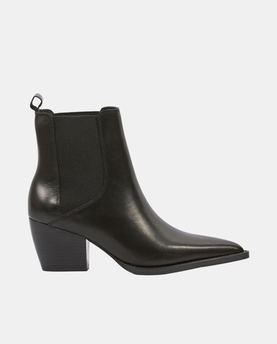 Imagen 0 de Botines para Mujer cowboy  de piel con tacón de 5 cm Negro