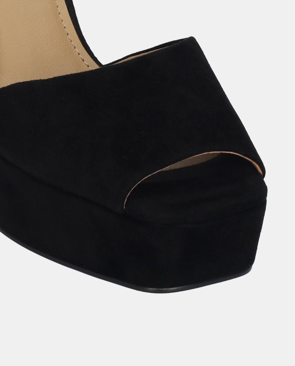 Sapatos de Salto em Camurça com Salto Tipo Bloco Pretos-3
