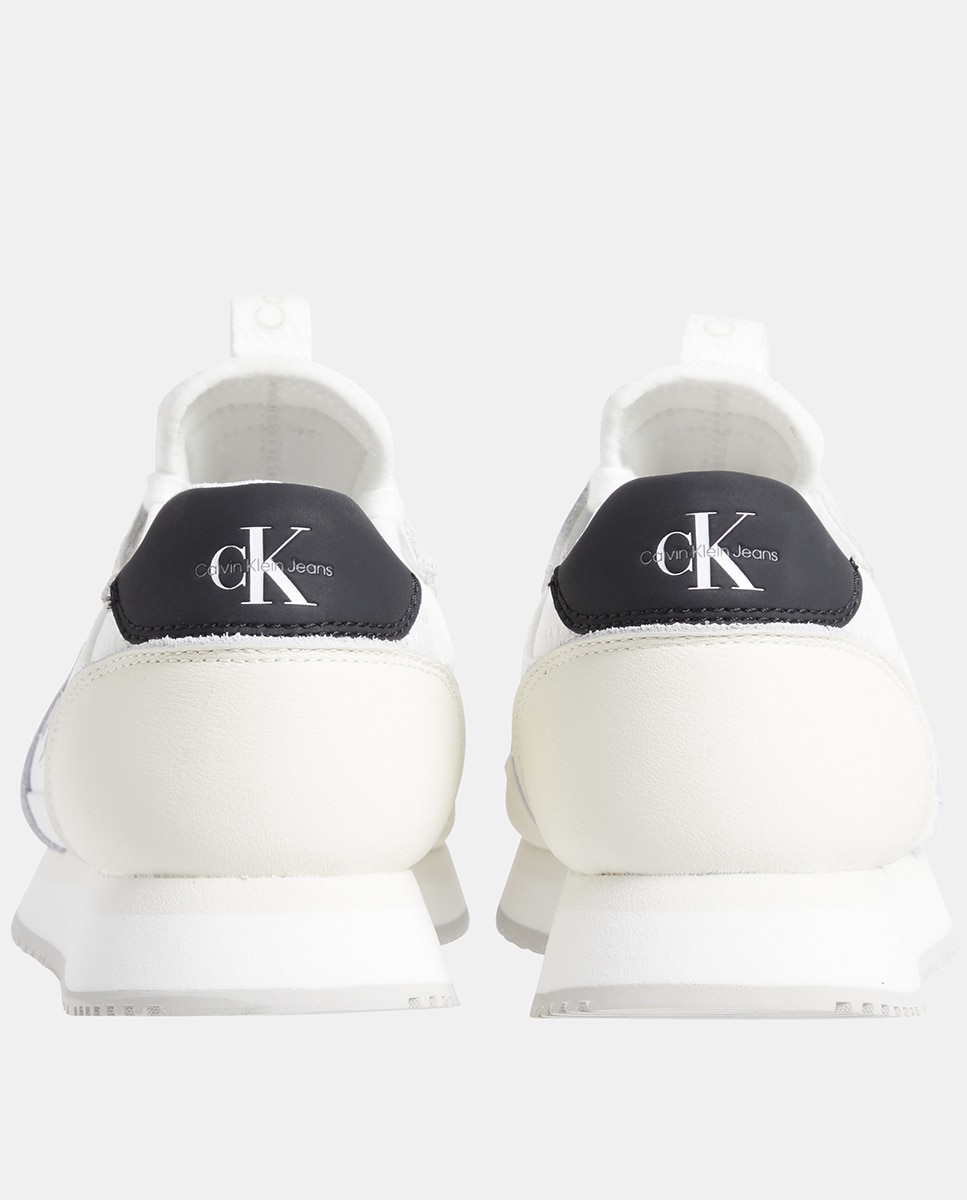 Sapatilhas Estilo Runner em Pele Branco-4