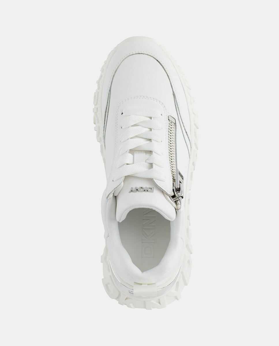Zapatilla de mujer de piel con plataforma - DKNY - Blanco Blanco-3