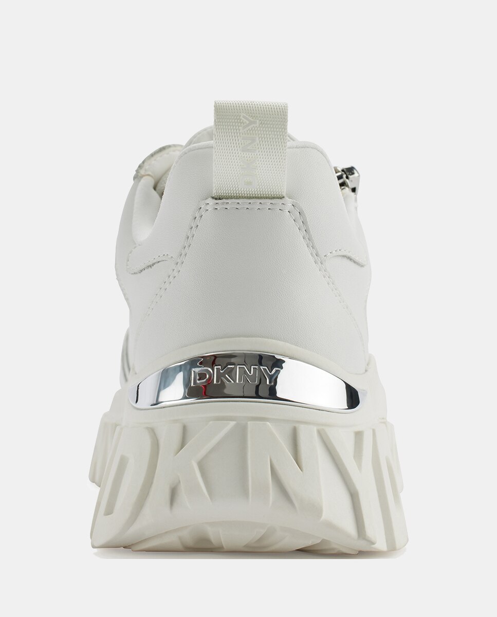 Zapatilla de mujer de piel con plataforma - DKNY - Blanco Blanco-5