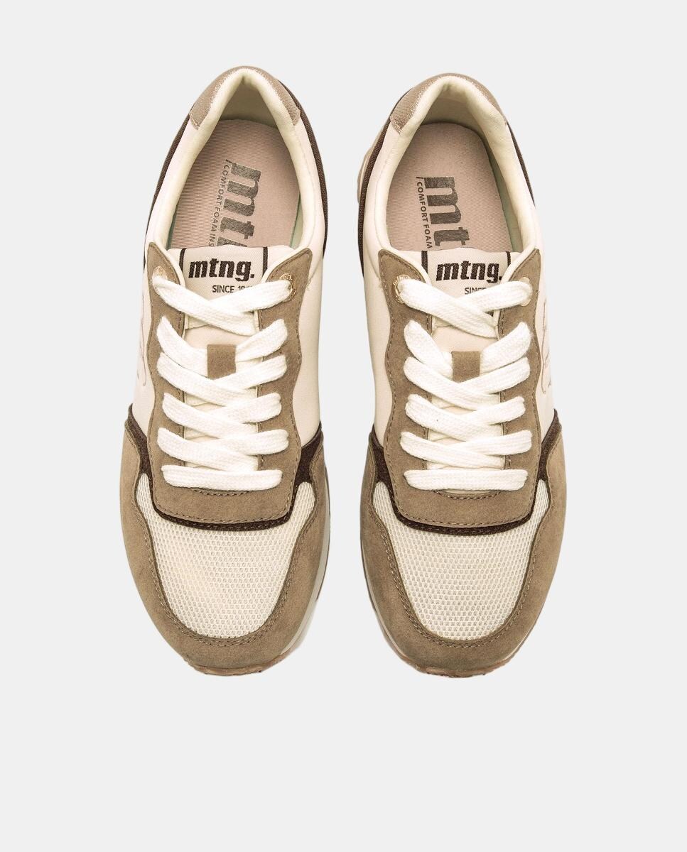 Sapatilhas Baixas Tipo Running com Diferentes Texturas Castanho-pedra-6