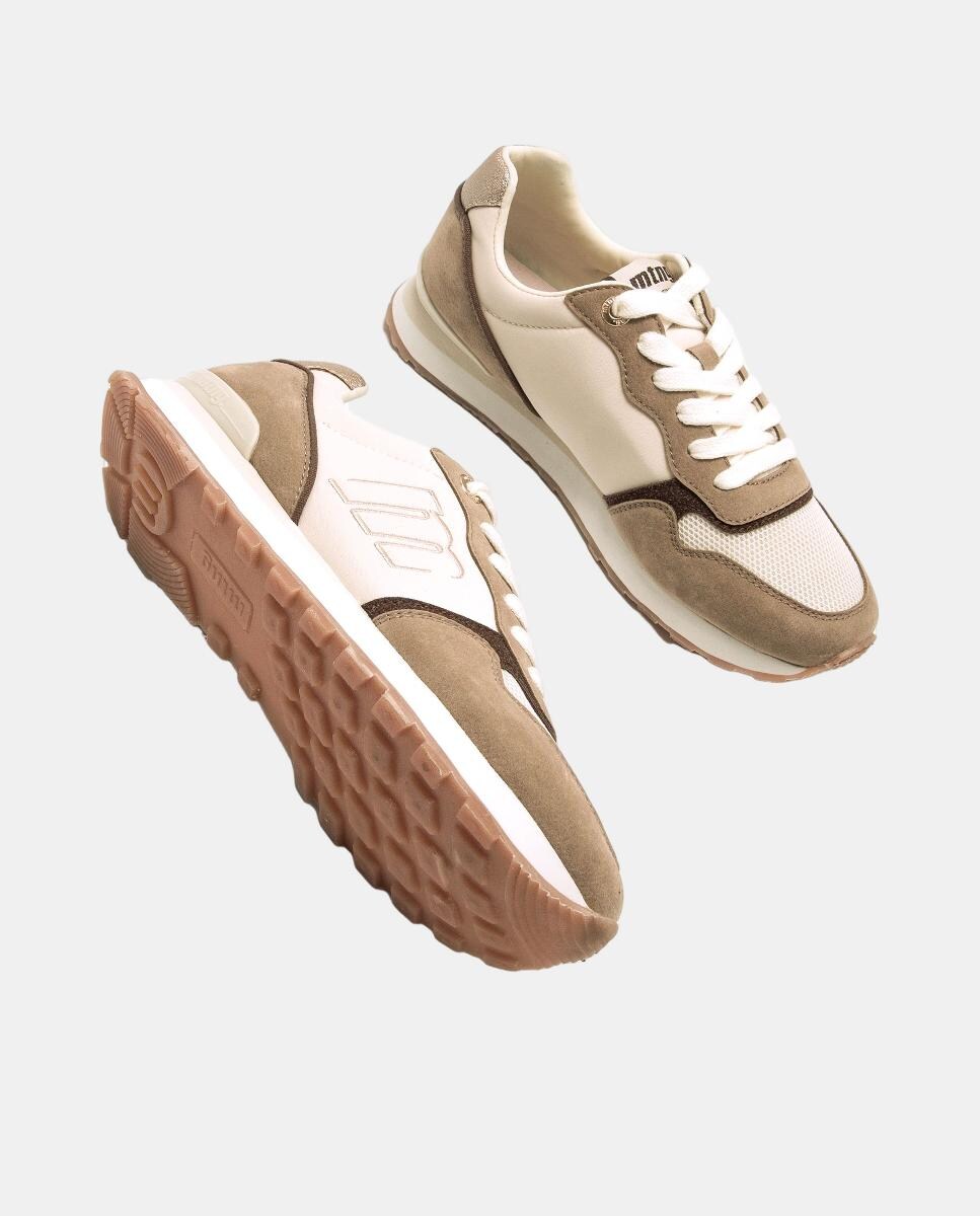 Sapatilhas Baixas Tipo Running com Diferentes Texturas Castanho-pedra-7