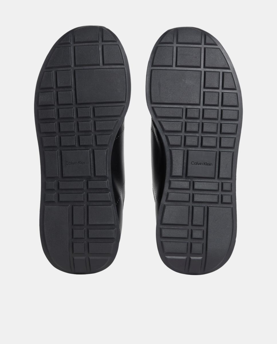 Sapatilhas Tipo Runner em Pele Preto-4