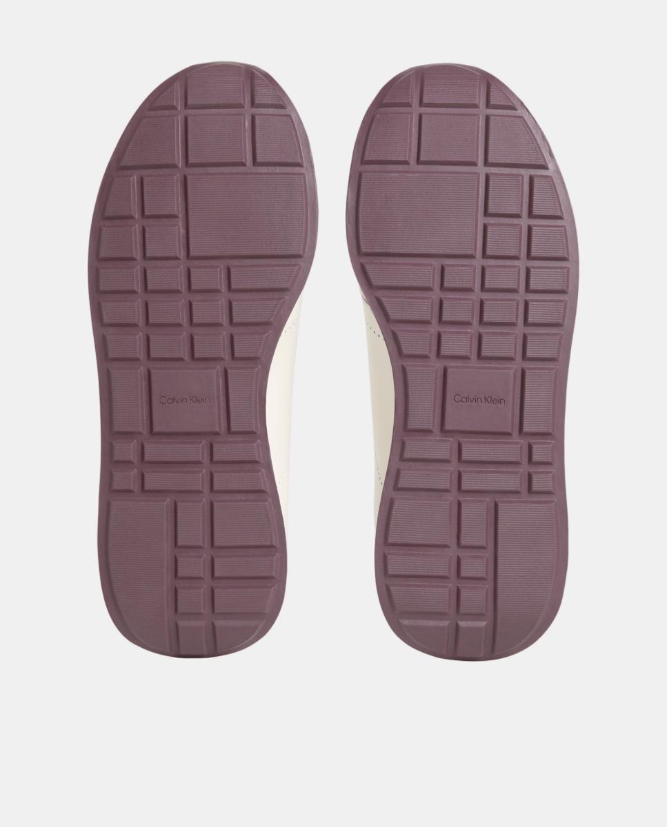 Sapatilhas Tipo Runner em Pele Branco Osso-5