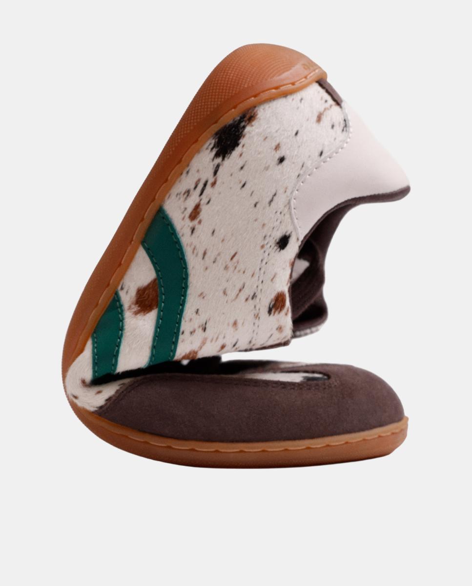 Sapatilhas em Pele com Animal Print Natural-4