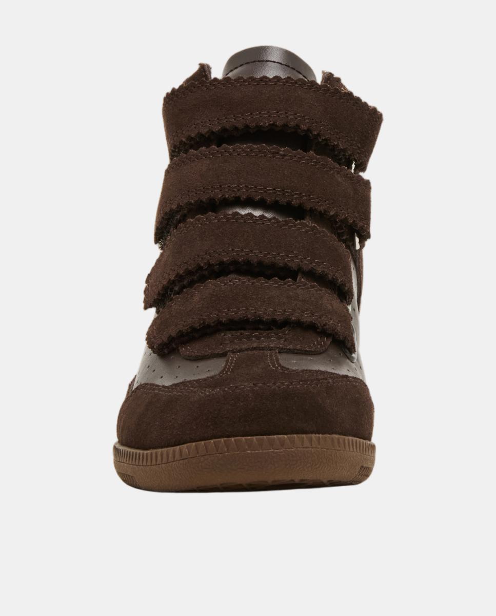 Zapatilla basket mustang mujer de ante con cuña y cierre velcro - Steve Madden - Marrón oscuro Marrón oscuro-3