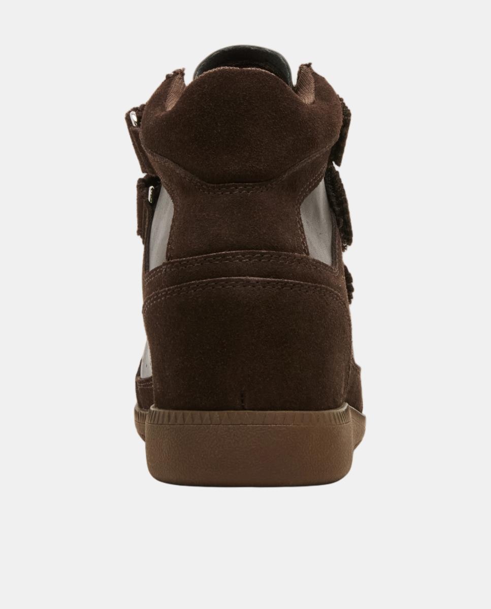 Zapatilla basket mustang mujer de ante con cuña y cierre velcro - Steve Madden - Marrón oscuro Marrón oscuro-5