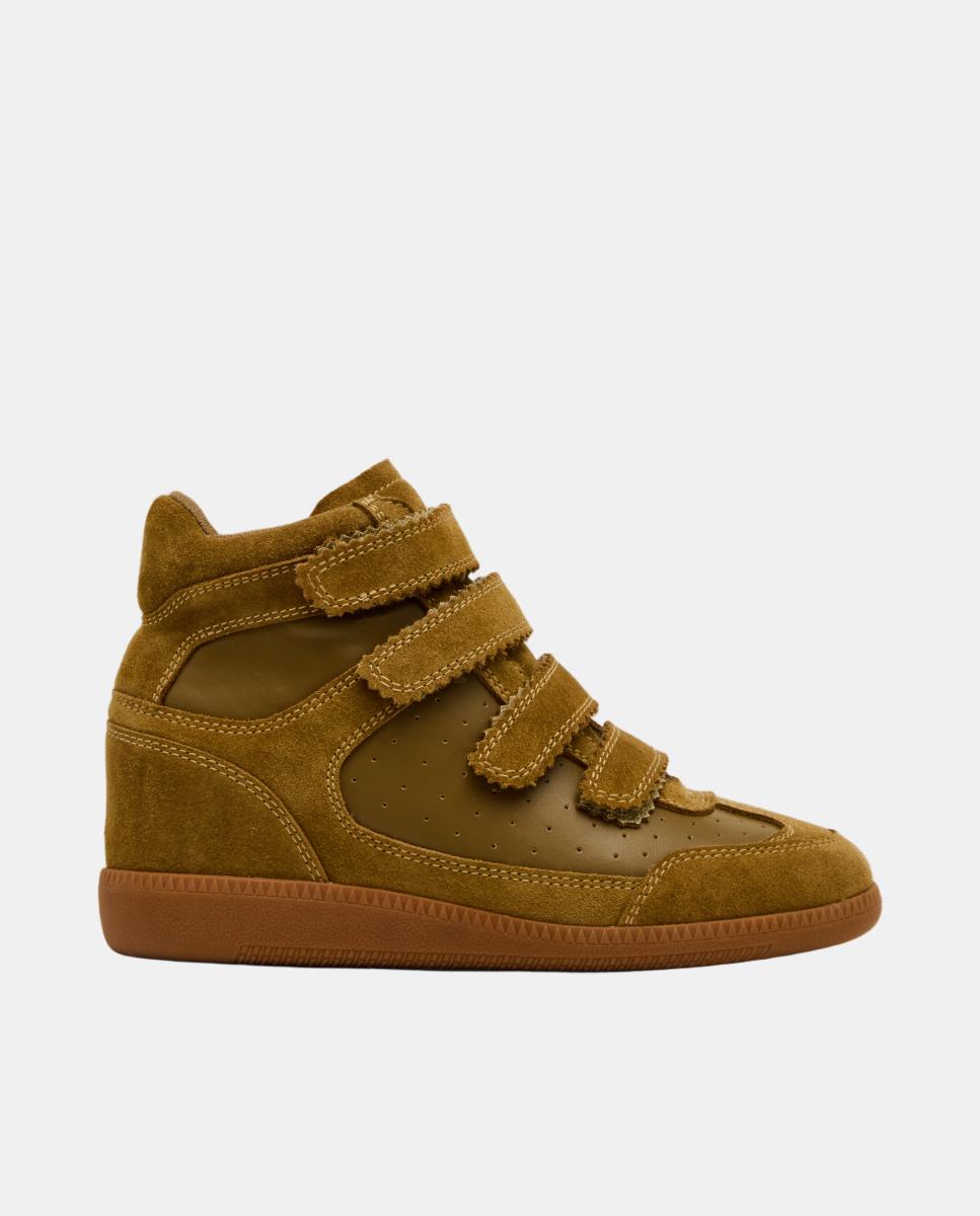 Imagen 0 de Zapatilla basket mustang mujer de ante con cuña y cierre velcro Verde Oliva