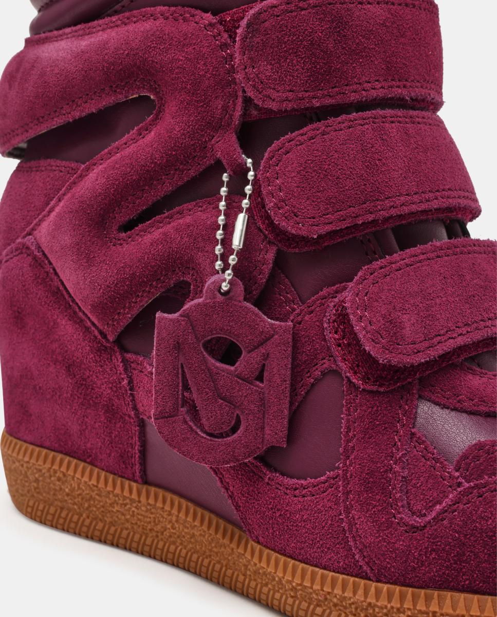Imagen 5 de Zapatilla basket mavis mujer serraje cuña interior y cierre velcro - Steve Madden - Rojo cereza Rojo cereza
