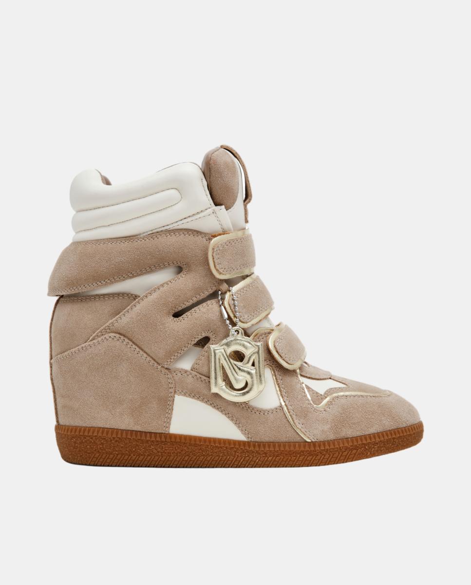 Imagen 1 de Zapatilla basket mavis mujer serraje cuña interior y cierre velcro Beige
