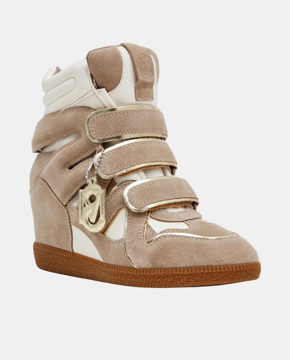 Imagen 2 de Zapatilla basket mavis mujer serraje cuña interior y cierre velcro - Steve Madden - Beige Beige