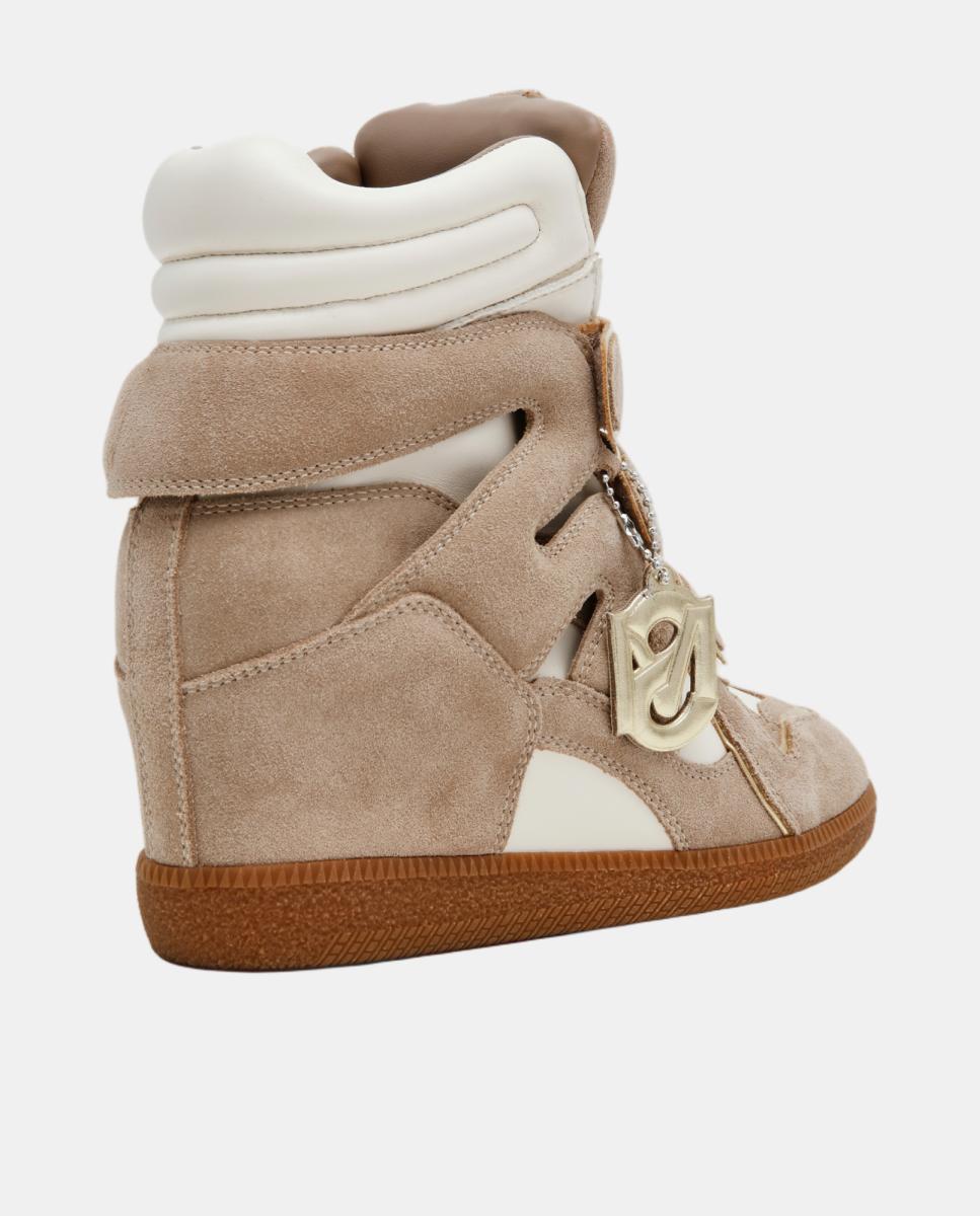 Imagen 3 de Zapatilla basket mavis mujer serraje cuña interior y cierre velcro - Steve Madden - Beige Beige