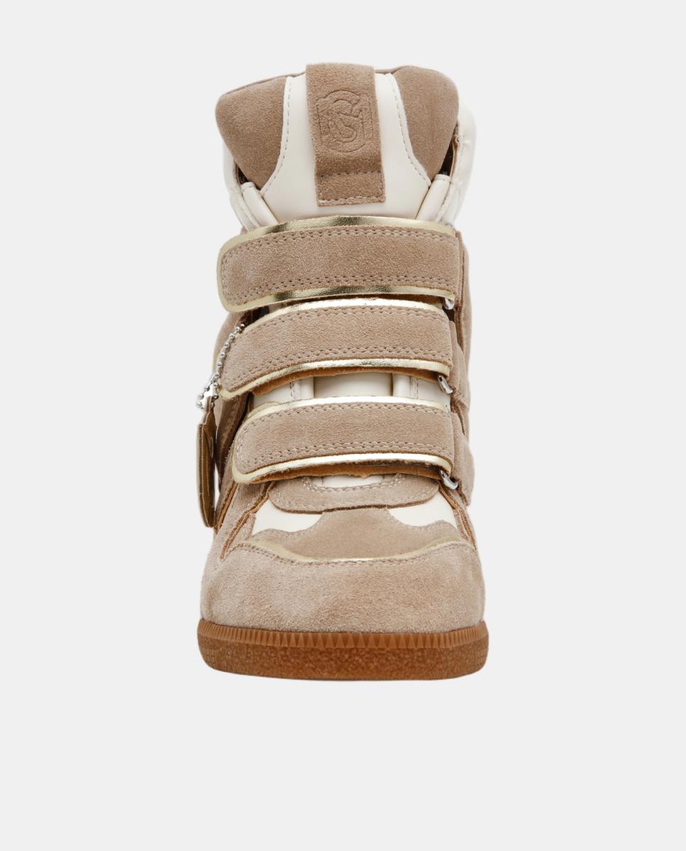 Imagen 4 de Zapatilla basket mavis mujer serraje cuña interior y cierre velcro - Steve Madden - Beige Beige