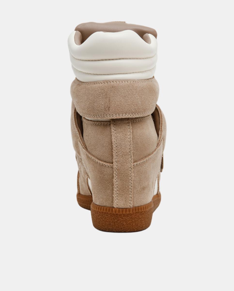 Imagen 5 de Zapatilla basket mavis mujer serraje cuña interior y cierre velcro - Steve Madden - Beige Beige