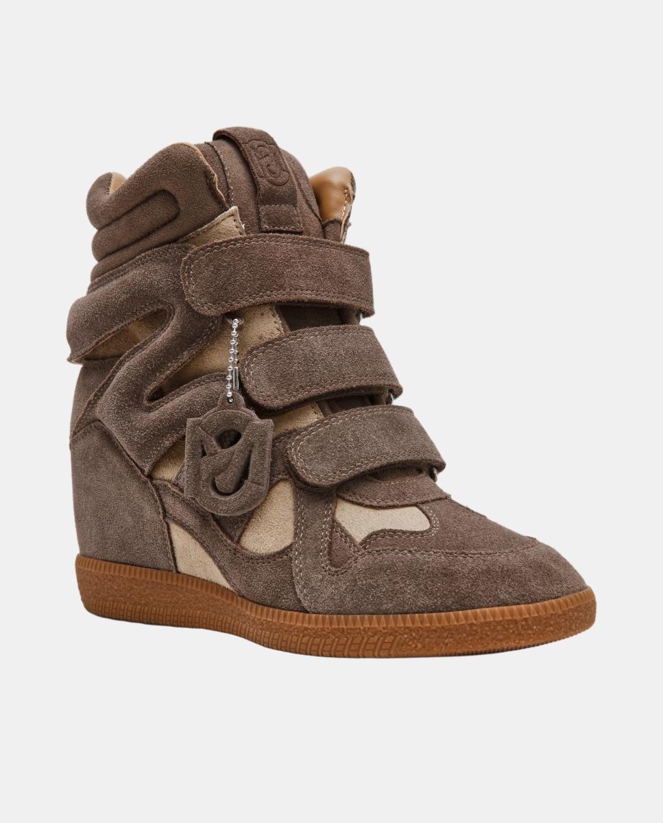 Imagen 2 de Zapatilla basket mavis mujer serraje cuña interior y cierre velcro - Steve Madden - Marrón claro Marrón claro