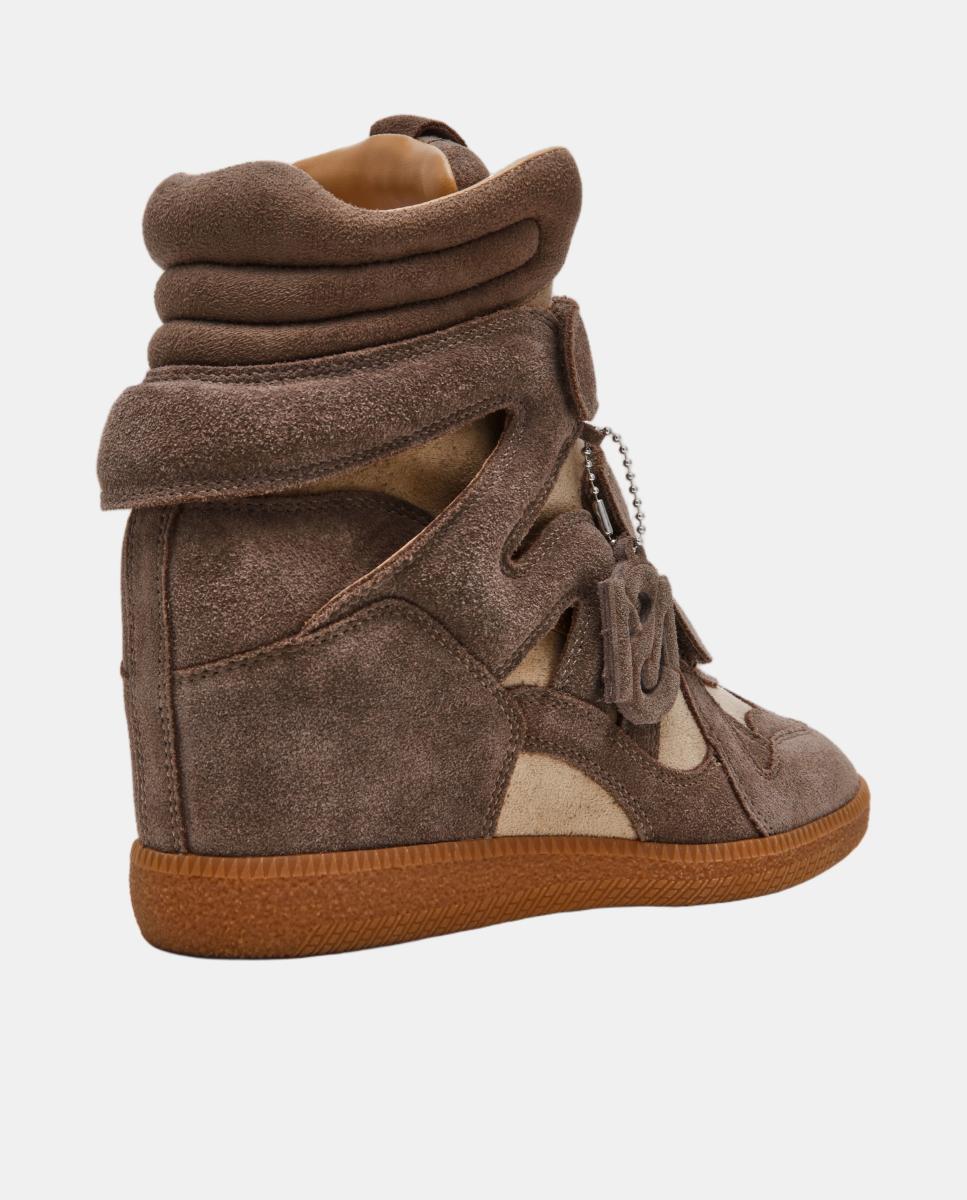 Imagen 3 de Zapatilla basket mavis mujer serraje cuña interior y cierre velcro - Steve Madden - Marrón claro Marrón claro