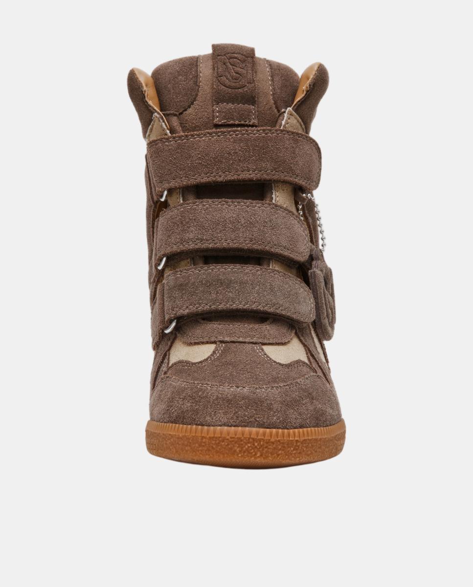 Imagen 4 de Zapatilla basket mavis mujer serraje cuña interior y cierre velcro - Steve Madden - Marrón claro Marrón claro